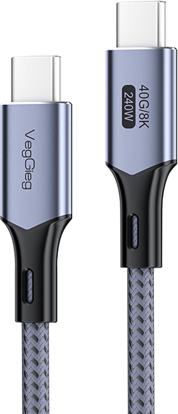 Veggieg USB 4.0 E-Mark 240W 40Gbps Thunderbolt 4 8K 60Hz Type-C Image Fast Charging and Data Cable 50CM
