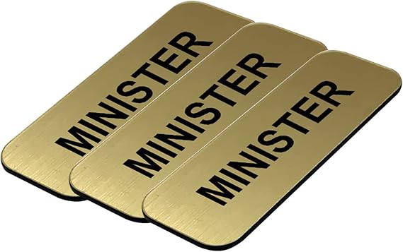 Minister 1 x 3 Name Tag, Brushed Gold (3 Pack)