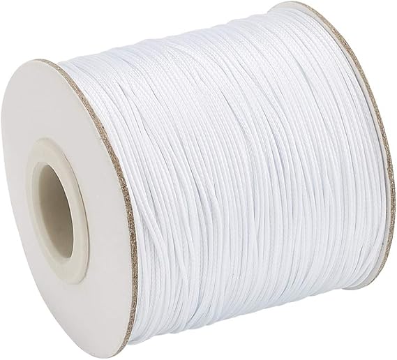 Craftdady 185 Yards 0.5mm Waxed Polyester Cord White Thread Beading String for Braided Bracelet Necklace Jewelry Making