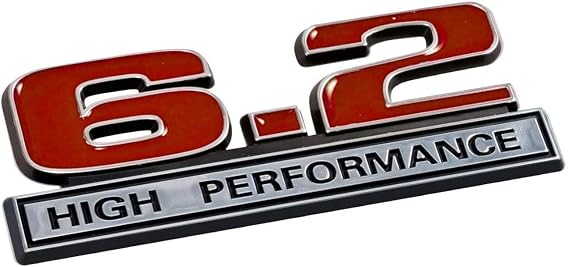 6.2 Liter High Performance Emblem in Chrome and Red
