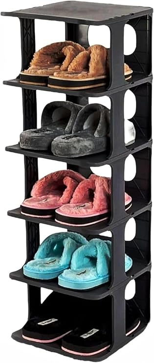 Orret Home 5 Katlı Plastik Ayakkabılık Raf, Eklenebilir ve Büyütülebilir Düzenleyici Organizer, Kapı Önü ve Ev İçi Kullanım İçin İdeal, Uzun Ömürlü ve Dayanıklı (Siyah)