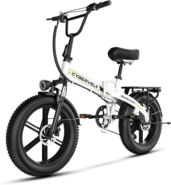 Cybervelo 750W Folding Electric Bike, 48V 960WH Large Removable Battery E-Bike, 30+MPH, 80 Miles Max Range, 20" Fat Tire Electric Bike for Adults, Adult Electric Bicycles for Commute