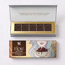 TAC Delights Flow Chocolate for Women (1 box of 5 serving bars); 1.76 oz - Premium Dark Chocolate bar - Supports monthly cycles and ease mood swings