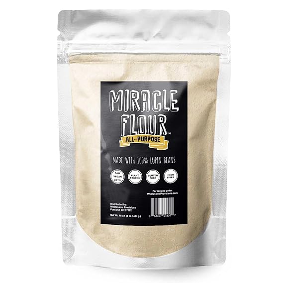 100% Sweet Lupin Flour, Non-GMO, All Purpose, Gluten Free, Vegan, Plant Protein, Low Carb Flour, Keto-Friendly, High Protein, Miracle Flour (1 Pack)