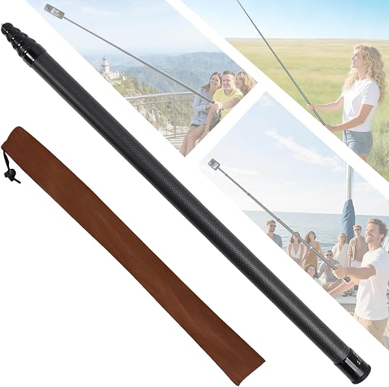 5m/16.4FT Carbon Fibre Invisible Extened Selfie Stick for Action Camera