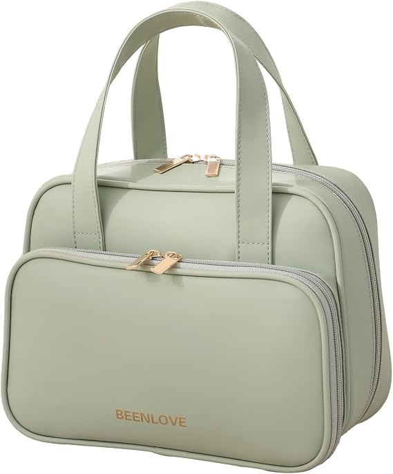Travel Toiletry Bag for Women Travel Makeup Bag with Handle Waterproof Makeup Organizer Portable Large Cosmetic Bag for Travel Essentials Green