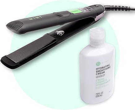 Value Bundle Luxury Lightweight Hydrating Smoothing Cream and Professional Series Cosmo Hair Flat Iron by MINT | Powerful Salon-Grade Single-Pass Ionic Hair Straightener. Travel-Ready Dual Voltage.