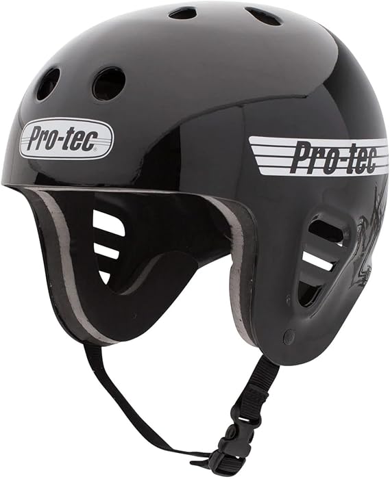 Pro-Tec Full Cut Water Wakeboarding Helmet, Ideal for Wakeboarding, Kayaking, Whitewater Rafting or Kite Surfing, X-Small Gloss Black