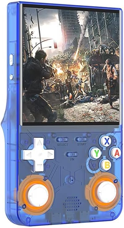 R36 Ultra Retro Handheld Game Console 4.0" IPS Screen, Linux OS, 20+ Platform Support, WiFi Multiplayer, USB-C, 3000mAh Battery, Preloaded Classic Games, Expandable TF Card Storage (Blue, 64, GB)