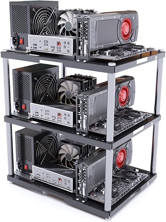 DIY Open Frame PC Case – Test Bench Chassis for ATX/M-ATX/ITX Motherboards, Stackable Mining Rig & Desktop Open Air Computer Case (Stackable)