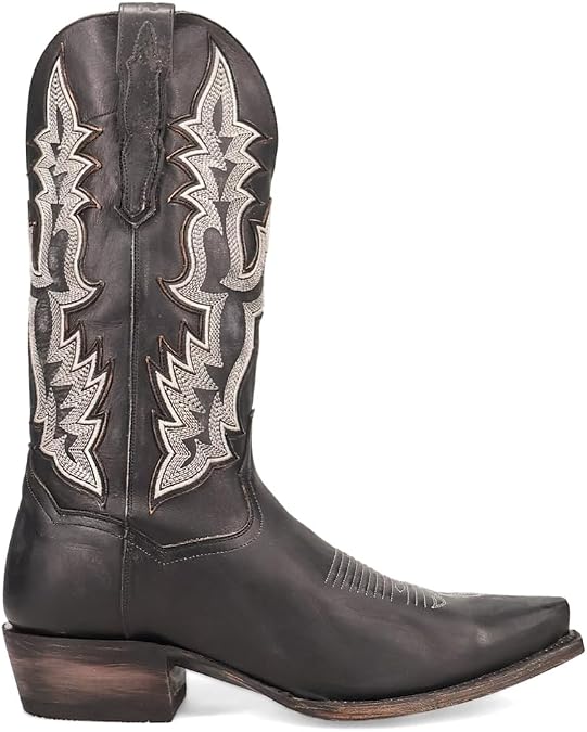 Dan Post Boots Mens Diesel Embroidered Pull On Snip Toe Casual Boots Mid Calf - Black