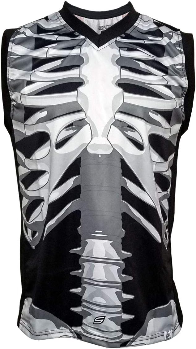 Social Paintball Sleeveless Jersey, Skeleton Bones with Mesh Sides
