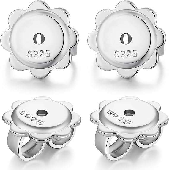 Silver Earring Backs - Replacement Locking Backs for Stud Earrings