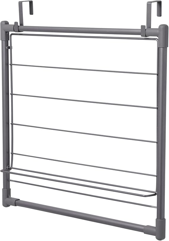 Household Essentials Metal Expandable Over the Door Drying Rack, Gray