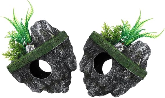 Abaodam 2pcs Floating Aquarium Rock Realistic Cave Decoration for Fish Tank Landscape Multi Purpose Hideaway Ornament for Freshwater Saltwater Aquariums Enhances Fish Wellbeing