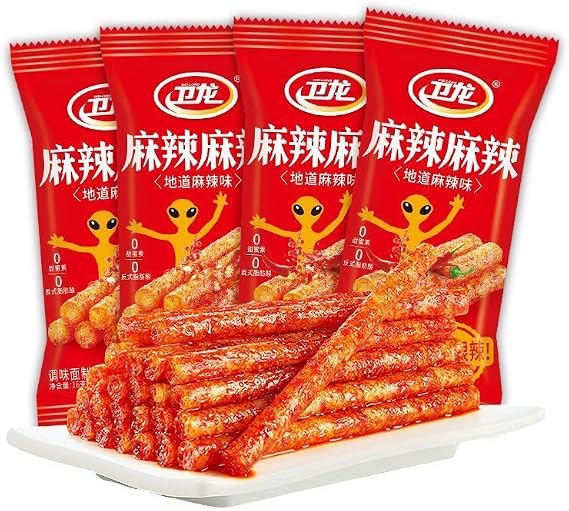Spicy Strips Chinese Snacks, Weilong Latiao Snacks Gift Pack, Vegetarian Spicys Small Gluten, Casual Snack Gifts, Spicys Lataio, Nostalgic Bean Curd Glutens Snack (Very spicy,12 bags (216g))