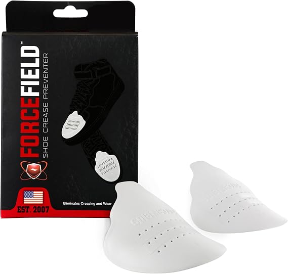 FORCEFIELD SHOE CREASE PREVENTER - Foam Crease Protector for Shoes & Boots - Fits Inside Toe Box, Prevents Creasing - Adhesive Strips for Secure Fit - Small - Fits Kids size 4-7, Womens 5-10