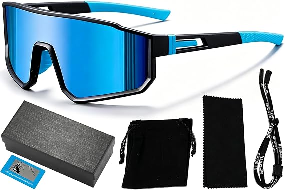 Polarized Cycling Glasses for Men Women, UV400 Protection Sports Sunglasses, Running Glasses-Wrap Around Sunglasses-Mtb Glassess-Ski Sunglasse, for Cycling Climbing Fishing Driving Golf