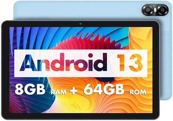 WeTap 10'' Android Tablet 10 inch Tablets 64GB Pad for Adult Quad-Core Processor, HD IPS Screen, Dual Camera, Built in WiFi, Bluetooth, 6000mAh Battery