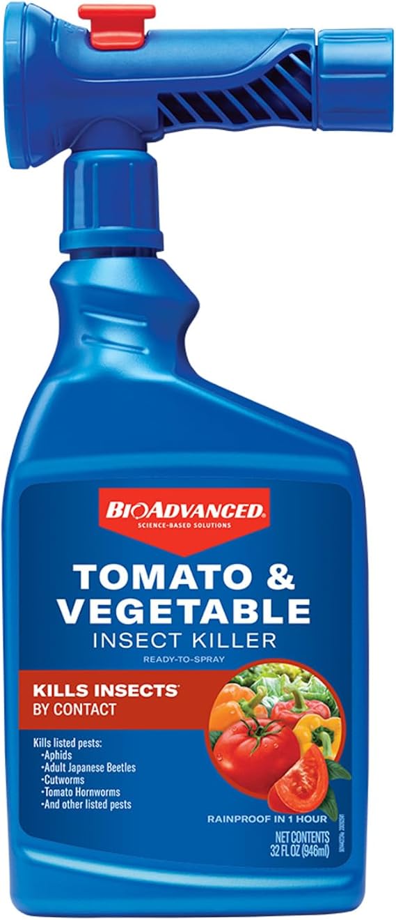 BioAdvanced Tomato & Vegetable Pest Control and Insect Killer, 32-Ounce, Hose Spray, Bug Spray for Plants