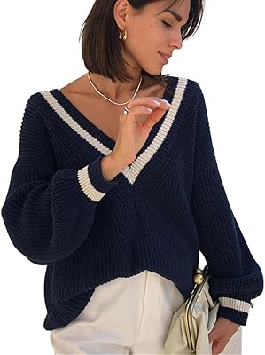 Autumn and Winter Sweaters for Women Loose Off Shoulder Underlay Layered Bottom Shirt Knit Long Sleeve Tops Color : Blue, Size : S