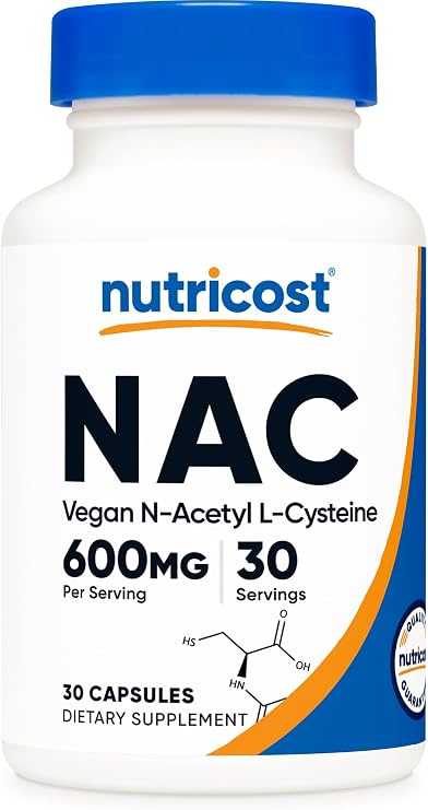 Nutricost N-Acetyl L-Cysteine (NAC) 600mg, 30 Vegan Capsules, Gluten-Free