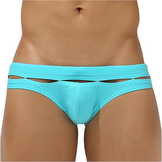 Ctreela Personalized Bikini Undies for Men Low Rise Sexy Cut Out Briefs Micro Bikinis Swim Briefs Hollow Out Underwear
