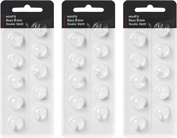 30 Pcs Hearing Aid Domes for Oticon, 8mm Double Vent Bass Domes Hearing Aid Accessories Compatible with Oticon Minifit (White)