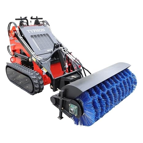 TYPHON Skid Steer Loader Sweeper Attachment USA Hydraulic Broom with 1050mm Width, 500mm Brush, 17Mpa Pressure, Durable Design for Roads, Parking Lots & Worksites