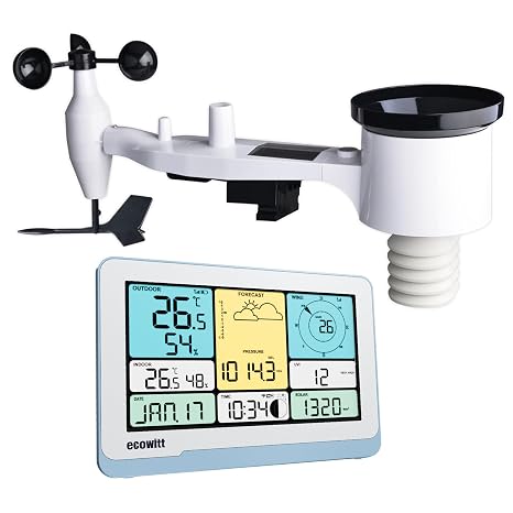 ECOWITT Weather Station with Outdoor Sensor WS3820,7 in 1 Solar Power Wifi Home Weather Outdoor Sensor WS69, 7.5 inch Garden Wireless Indoor Color LCD Display, IOT Intelligent Linkage Control