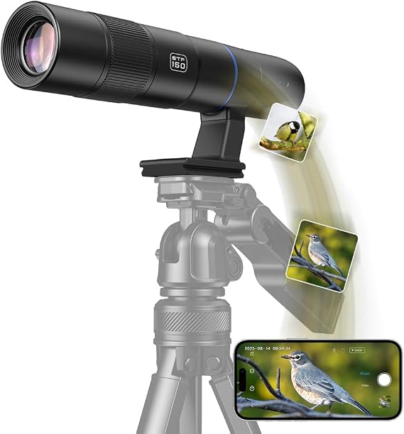 APEXEL 45X High-Power Optical Telephoto Lens for Smartphone, Smart Digital Wireless Phone Camera Lens with APP Control,Portable Telescope for Bird Watching, Wildlife, Travel, Sports