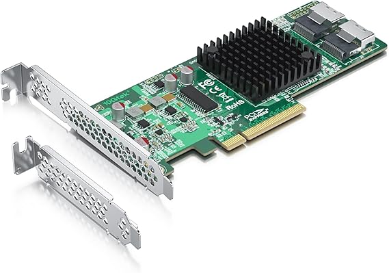 H!Fiber LSI SAS 9211-8i RAID Controller Card, 6Gb/s Internal SAS/SATA HBA Card, LSI 2008 Chip, PCI Express 2.0 X8, 2X SFF-8087 Ports
