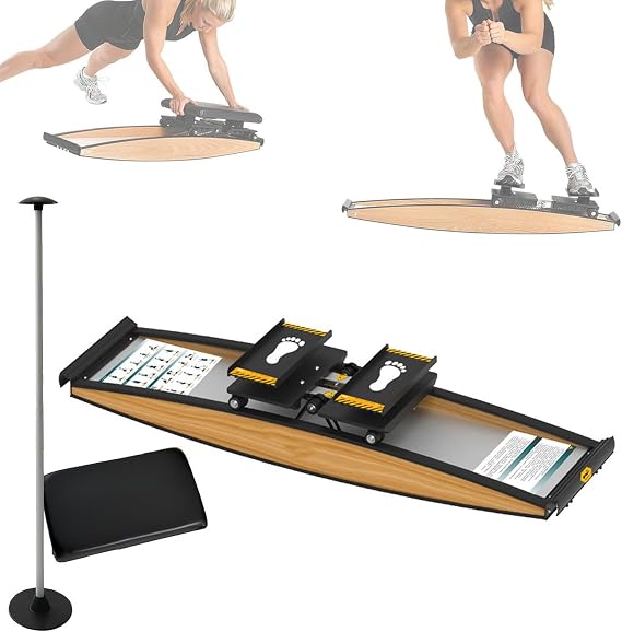 Ski Exercise Machine, Ski Simulator Training Machine, 3D Cross Trainer, Strength and Balance Training Tool Set, 150kg Load, for Waist, Abdomen and Leg Training, with Ski Poles