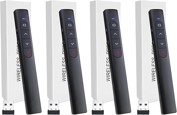 ï¼4 Unitsï¼ Wireless Presenter Remote, Presentation Clicker with Hyperlink & Volume Remote Control PowerPoint Office Presentation Clicker for Keynote/PPT/Mac/PC/Laptop 