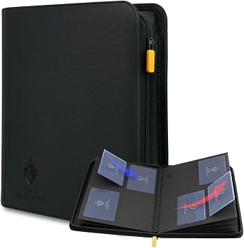 Card Guardian - Toploader binder 4 Pocket top loader binder with Zipper for 160 Cards - Side Loaded Pockets - Compatible with Sports and Trading Cards TCG (Black)