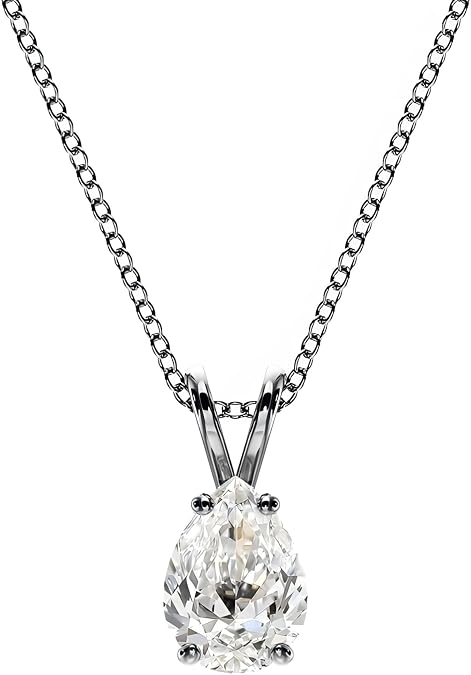 IGI 14K Gold Pear Shape Lab Grown Diamond Necklace for Women