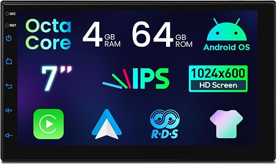 XTRONS 7 Inch Android Universal Double Din Car Stereo Octa-Core 4GB+64GB