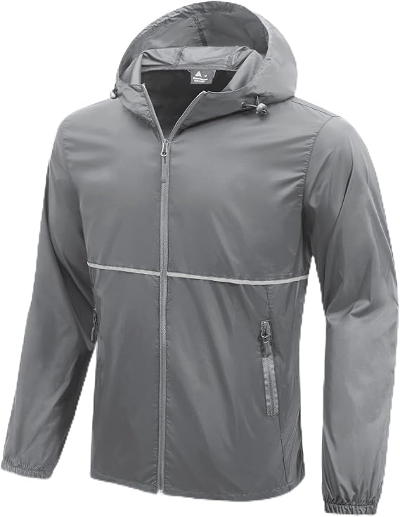 ZITY Men's Rain Jacket Waterproof with Hood Lightweight Windproof Raincoat for Golf Hiking Camping Cycling