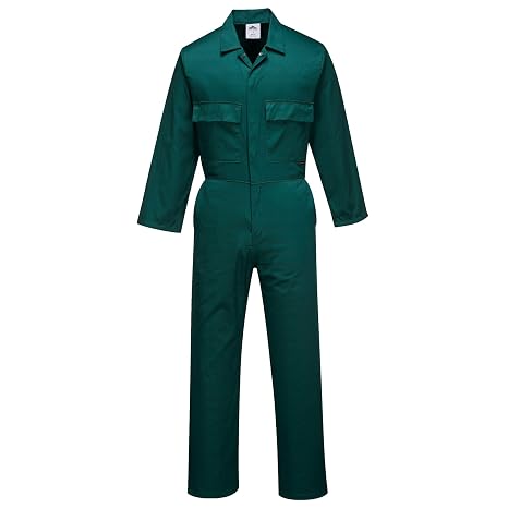 Portwest S999 Classic Work Coverall Polycotton Elasticated Waist | Bottle Green, Small, Regular, UPF 40+, Six Pockets, Elasticated Waist, Polycotton, Boiler Suit, Protective, Workwear