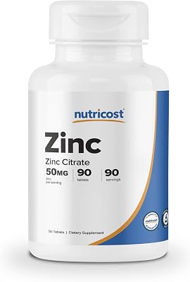 Nutricost Zinc 50mg, 90 Tablets - Zinc Citrate, Non-GMO, Gluten Free