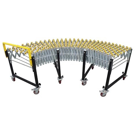 23.6" Wide Unpowered Portable Flexible Conveyor Expandable Length 47"-177" Height Adjustable 29.5"-45.3" Roller Table Conveyor