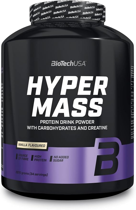 BioTechUSA Hyper Mass - Mass Gainer with Carbs & Protein Blend | Micronised Creatine | Gluten-Free, 2.27 kg, Vanilla