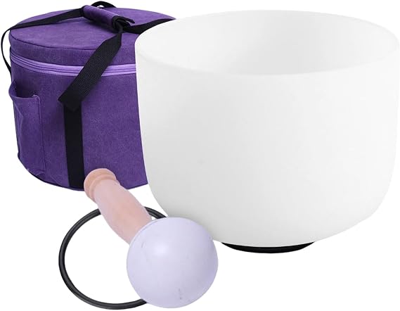 432 Hz C Root Chakra Frosted Quartz Crystal Singing Bowl 10 inch+ bag