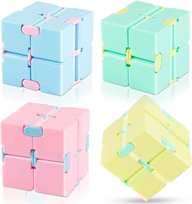 Infinity Cube Toy 4 Pack Puzzle Cube for Kids Adult Stress Anxiety Relief Magic Puzzle Flip for ADHD Finger Cube Preschool and Office Desk Gadget Gift for Time