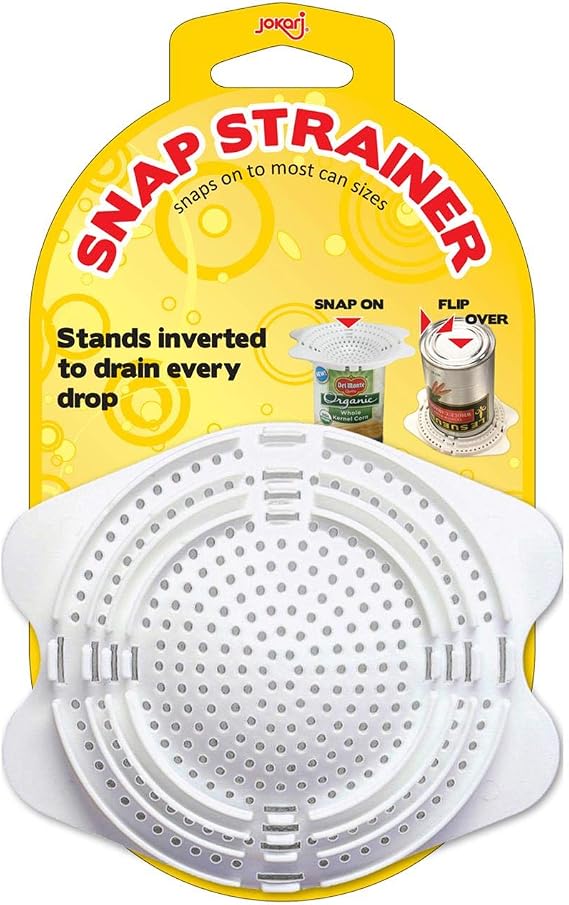Jokari 06037 Snap-on Can Strainer - White One Size Saves Time, Reduces Mess, Fits Most Can Sizes