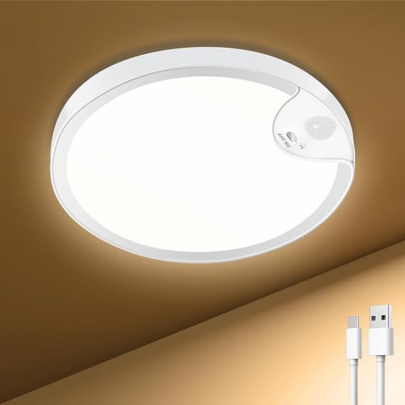 TOOWELL Rechargeable Motion Sensor Ceiling Light, Wireless Closet Lighting