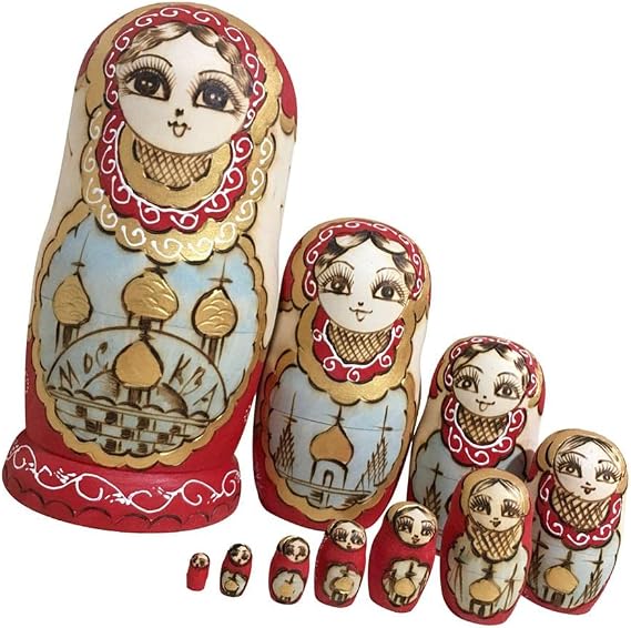 misppro 10 Pcs Vintage Russian Babushka Matryoshka Nesting Dolls for Children