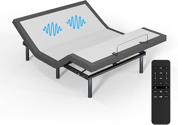 Bold City Accents Adjustable Bed Frame with Wireless Remote - Comfortable Zero Gravity Massage with Head & Foot Incline, Dual USB Charge & Under-Bed Nightlights - Powder Coated Adjustable Full Frame