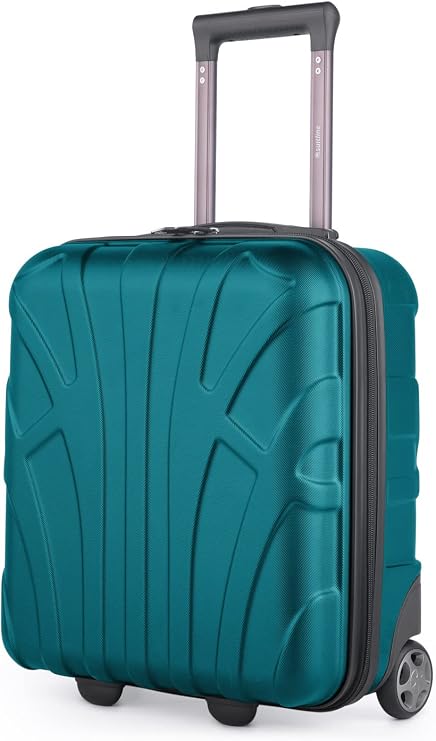 suitline - Small suitcase 45x36x20 cm, Easyjet baggage allowance underseat hand luggage, carry-on luggage trolley light, 30 litres, ABS hard shell, aqua green
