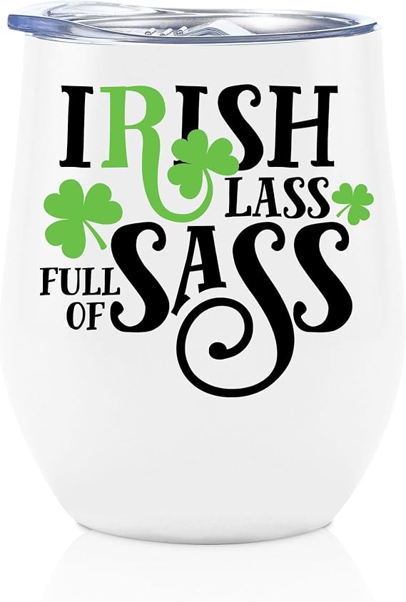Onebttl Irish Gifts for Women Men, Ireland Gift for Irish for St Patricks Day Christmas, 12oz Stainless Steel Tumbler with Lid - Full of Sass